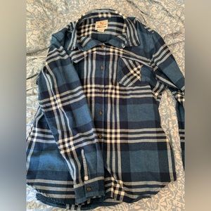 Field and Stream Blue and White Plaid Button Down